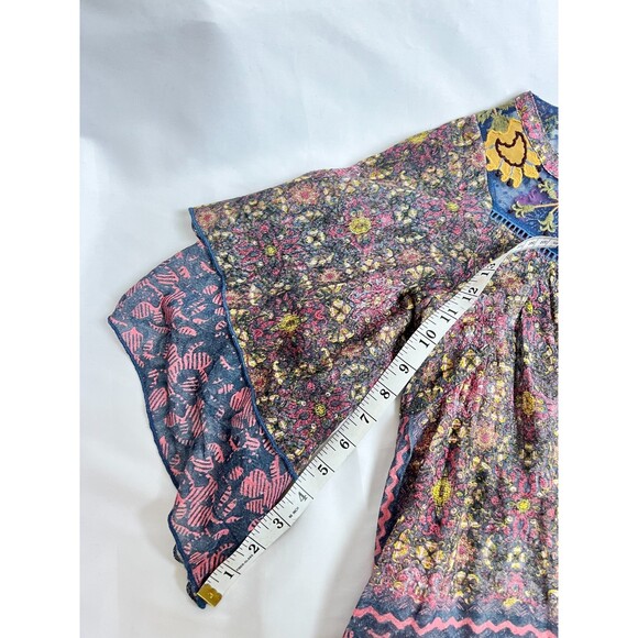 Anthropologie Postmark Ciutadella Boho Top Sz XS Hippie Bell Sleeve Embroidered - Picture 8 of 11